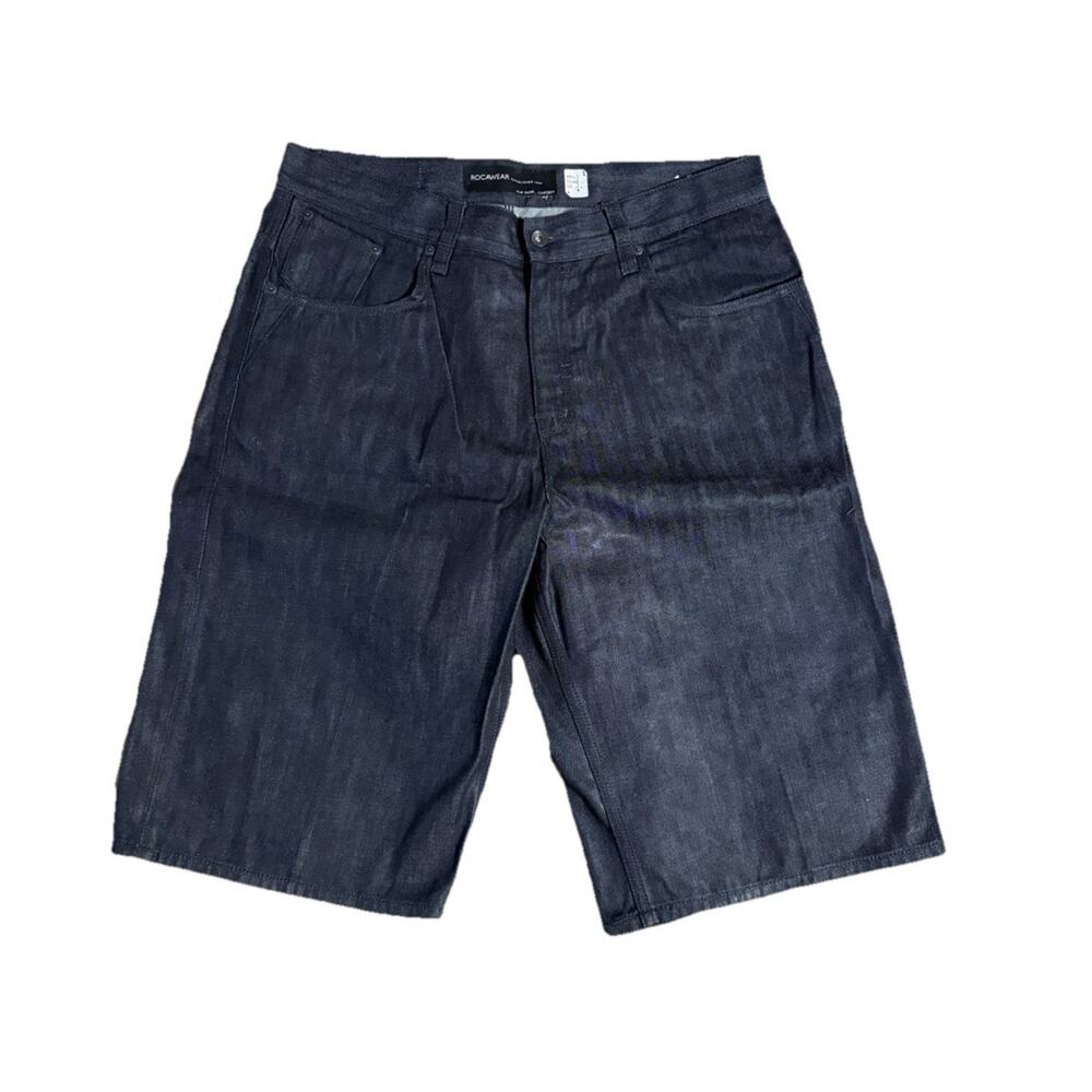 Rockawear Men’s Baggy Y2K Shorts Street Wear Size 38 Dark Wash